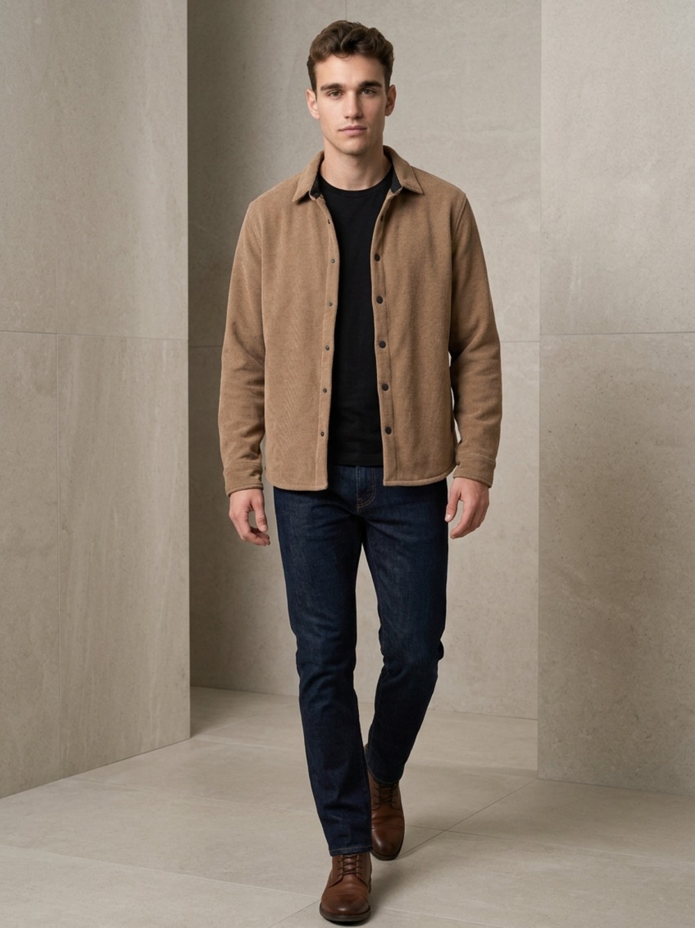 Kenneth Cole Tan Fleece Shirt Jacket